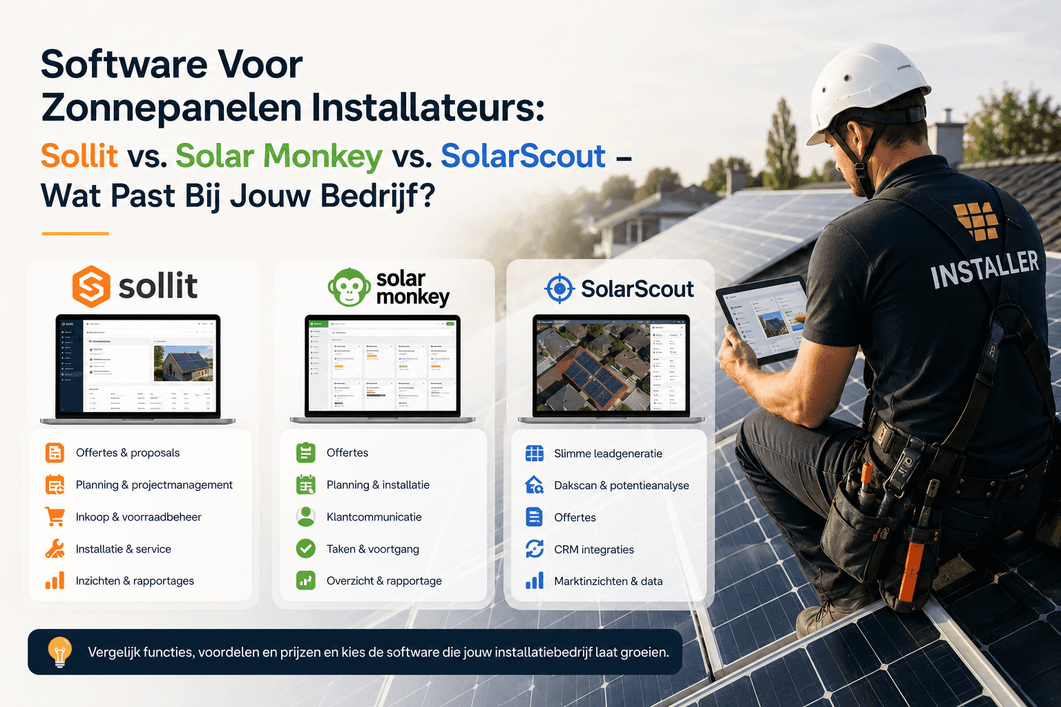 Software Voor Zonnepanelen Installateurs: Sollit vs. Solar Monkey vs. SolarScout - Wat Past Bij Jouw Bedrijf?